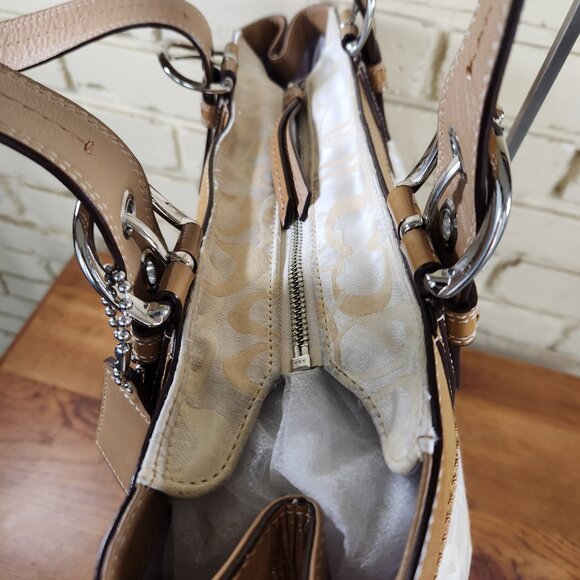 Euc Vintage Coach Signature C's Optic Y2k Pleated Satchel Handbag Purse - Picture 9 of 11